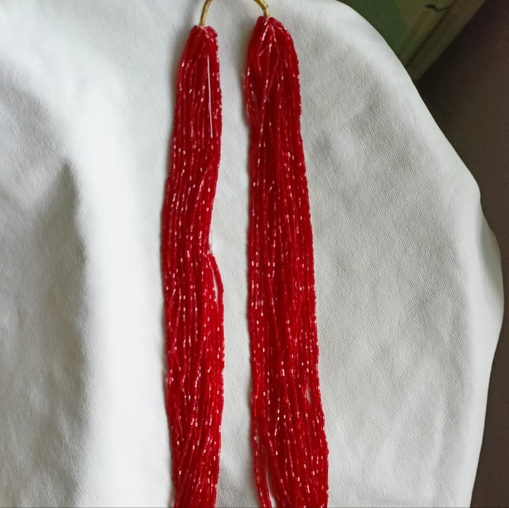 Crystal beaded red long hara 25inch - Picture 3 of 3